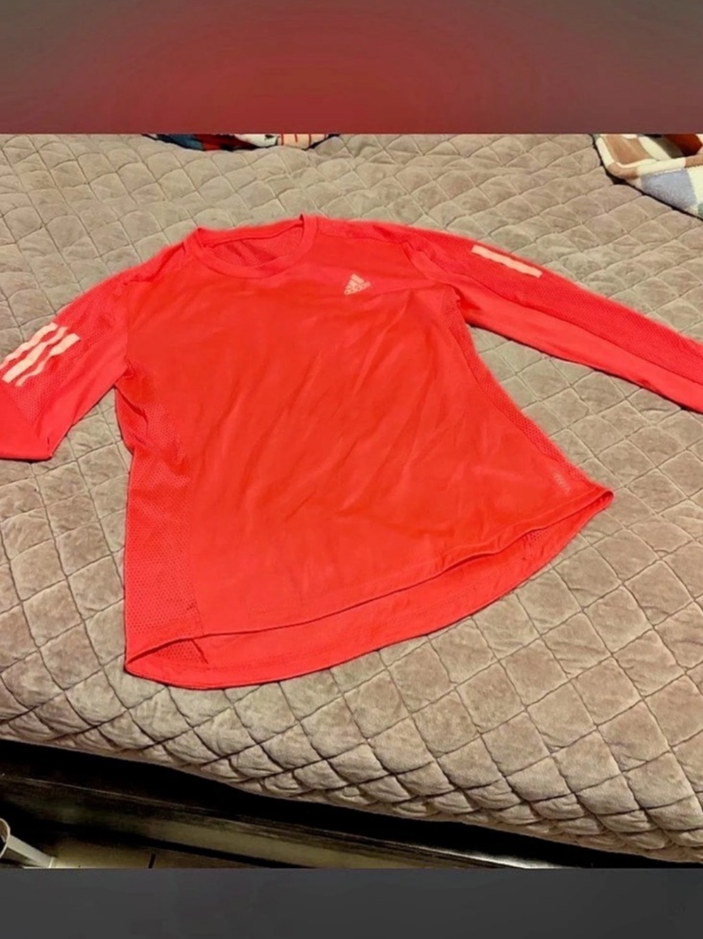 adidas AEROREADY Long Sleeve Athletic Shirt Red/orange size Medium